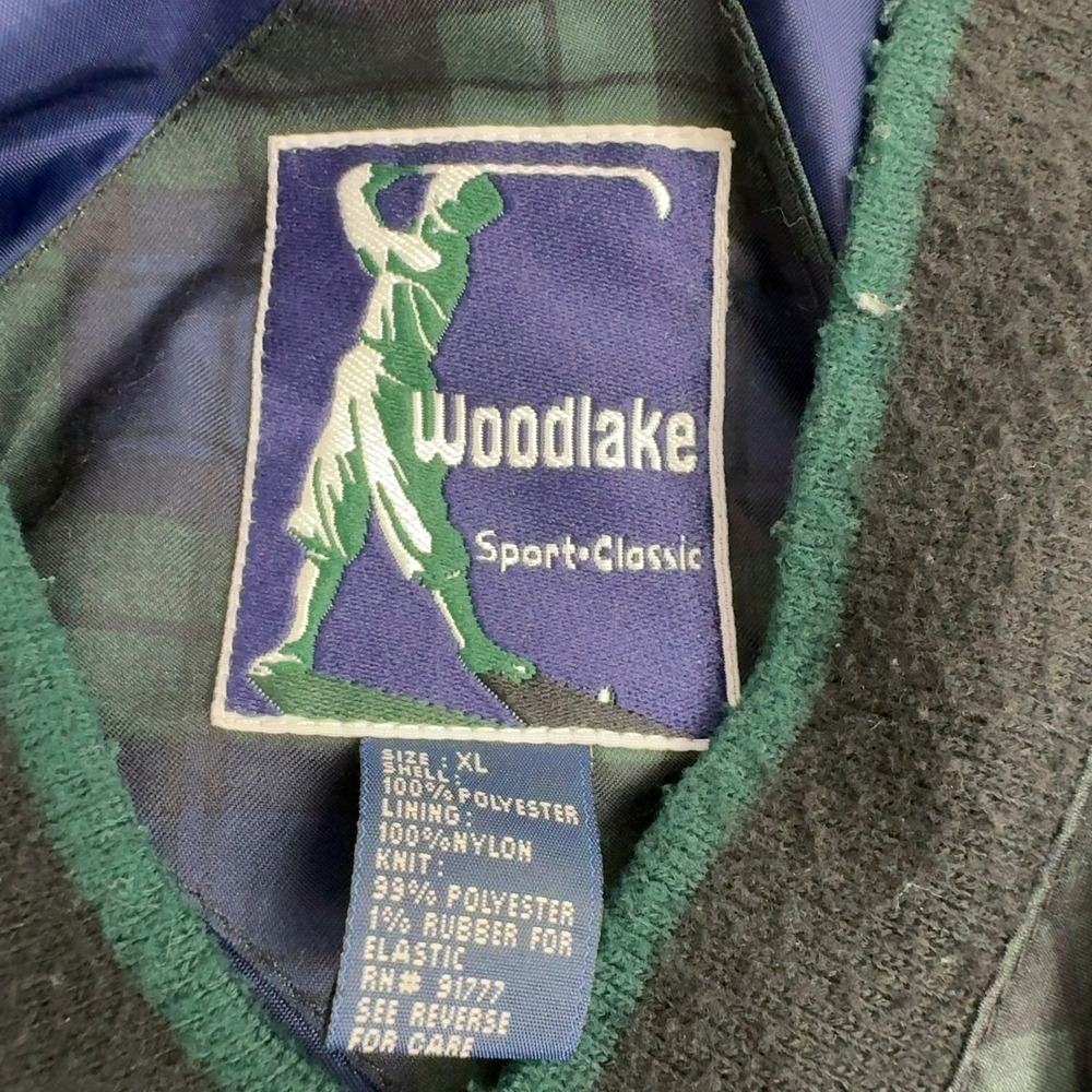 Woodlake Windbreaker Mens XL Green Blue Polyester Plaid V Neck Golf Pullover - Picture 6 of 9